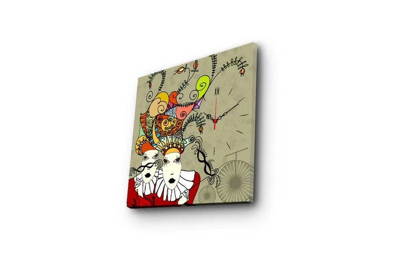 Dekorativ Canvasbilde med Klokke - Flerfarget - Innredning - Veggdekorasjon - Veggklokke