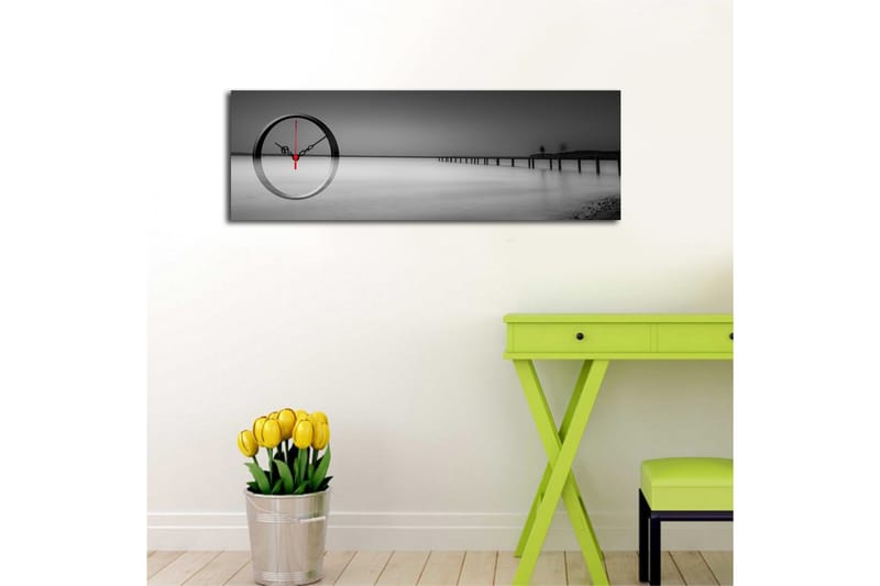 Dekorativ Canvasbilde med Klokke - Flerfarget - Innredning - Veggdekorasjon - Veggklokke