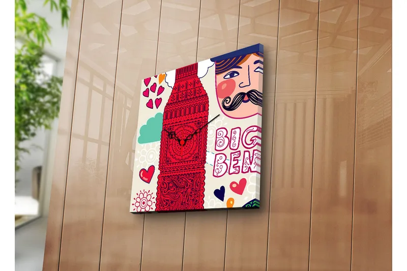 Dekorativ Canvasbilde med Klokke, Flerfarget