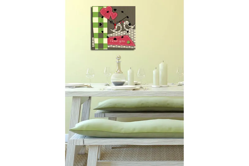 Dekorativ Canvasbilde med Klokke - Flerfarget - Innredning - Veggdekorasjon - Veggklokke