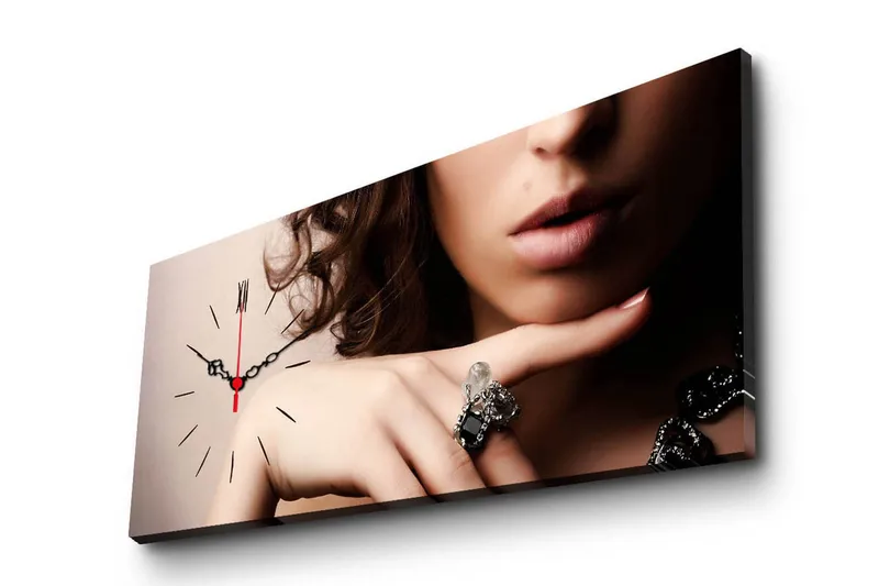 Dekorativ Canvasbilde med Klokke - Flerfarget - Innredning - Veggdekorasjon - Veggklokke