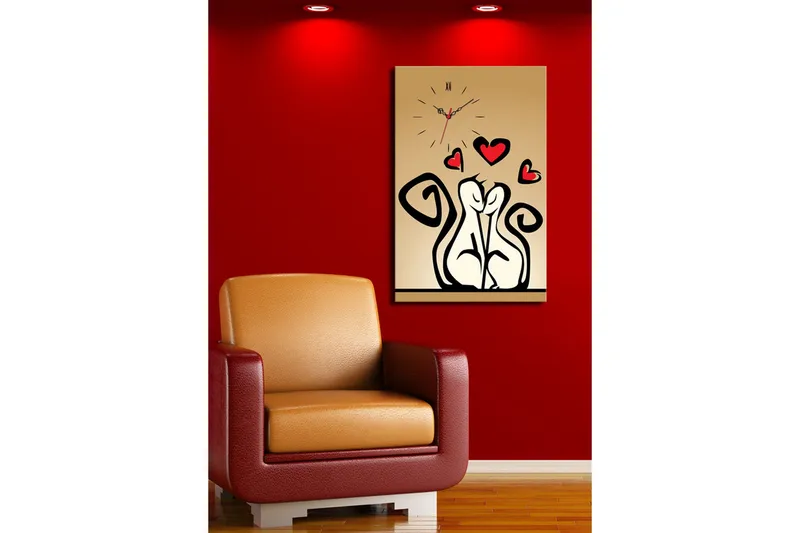 Dekorativ Canvasbilde med Klokke - Flerfarget - Innredning - Veggdekorasjon - Veggklokke