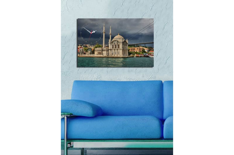 Dekorativ Canvasbilde med Klokke - Flerfarget - Innredning - Veggdekorasjon - Veggklokke