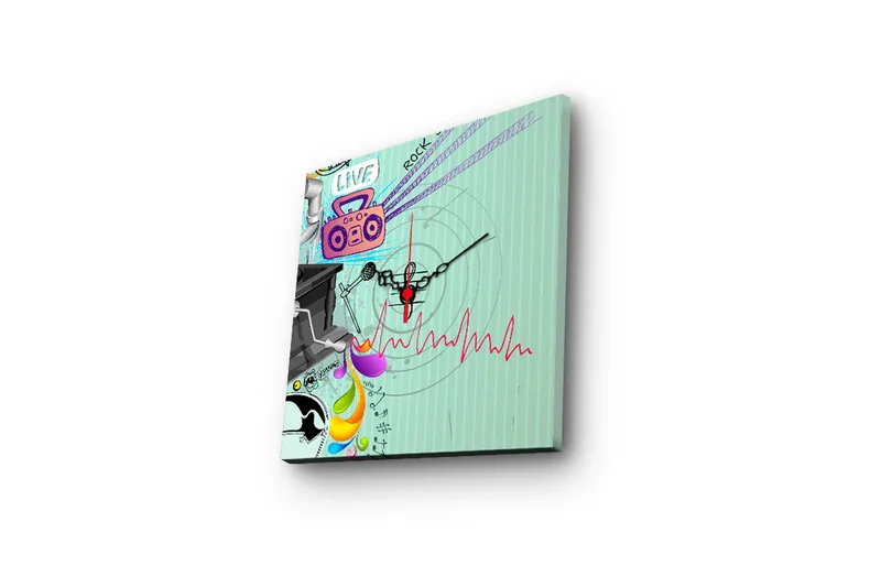 Dekorativ Canvasbilde med Klokke - Flerfarget - Innredning - Veggdekorasjon - Veggklokke