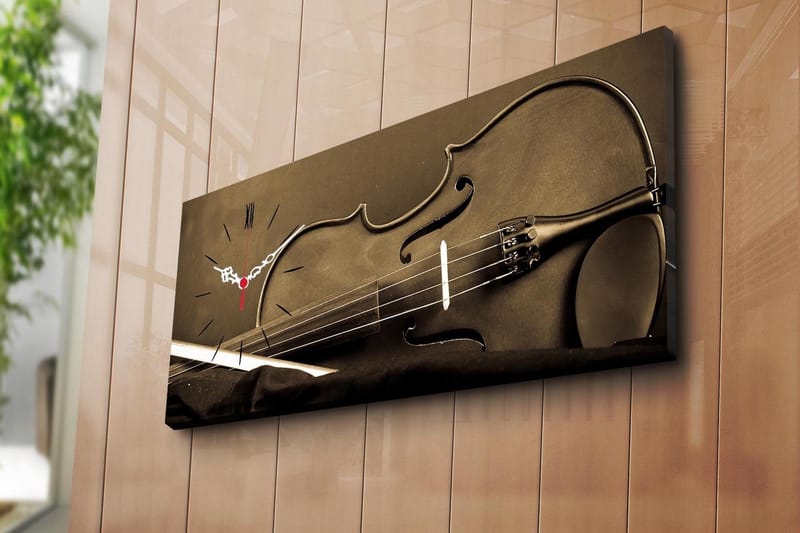 Dekorativ Canvasbilde med Klokke - Flerfarget - Innredning - Veggdekorasjon - Veggklokke