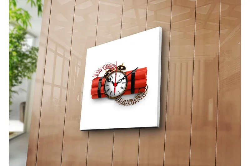 Dekorativ Canvasbilde med Klokke, Flerfarget