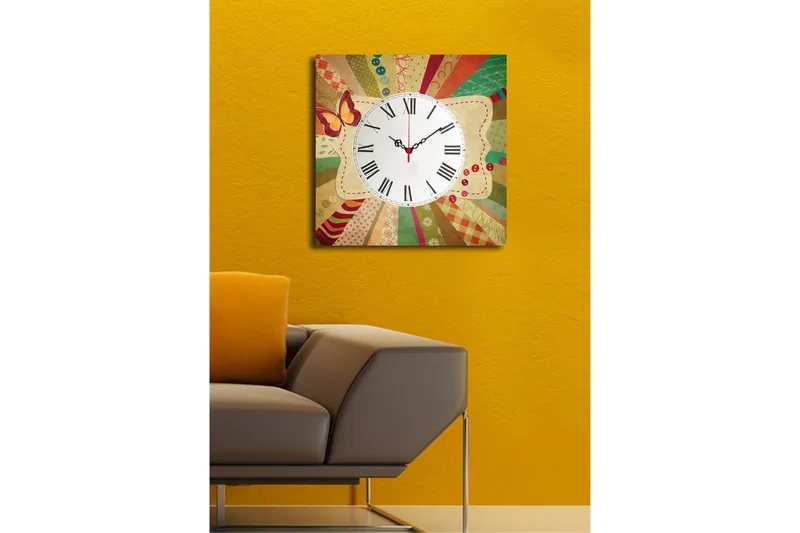 Dekorativ Canvasbilde med Klokke - Flerfarget - Innredning - Veggdekorasjon - Veggklokke