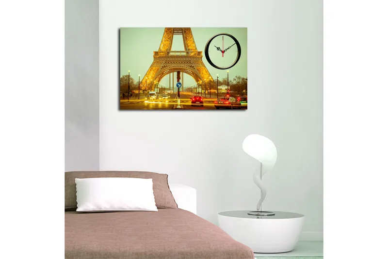 Dekorativ Canvasbilde med Klokke - Flerfarget - Innredning - Veggdekorasjon - Veggklokke