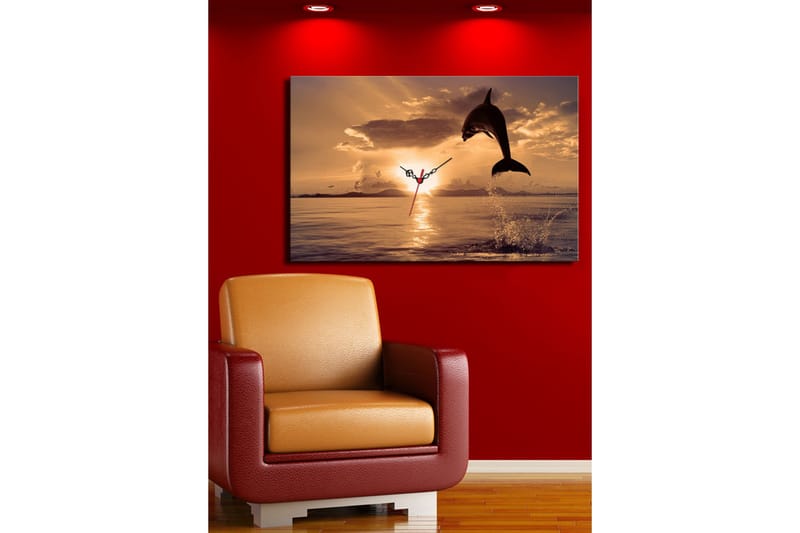 Dekorativ Canvasbilde med Klokke - Flerfarget - Innredning - Veggdekorasjon - Veggklokke