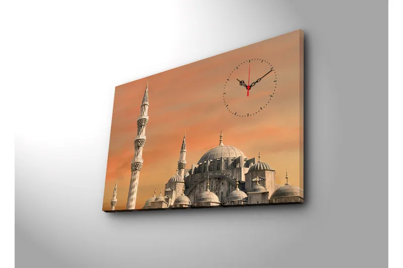 Dekorativ Canvasbilde med Klokke - Flerfarget - Innredning - Veggdekorasjon - Veggklokke