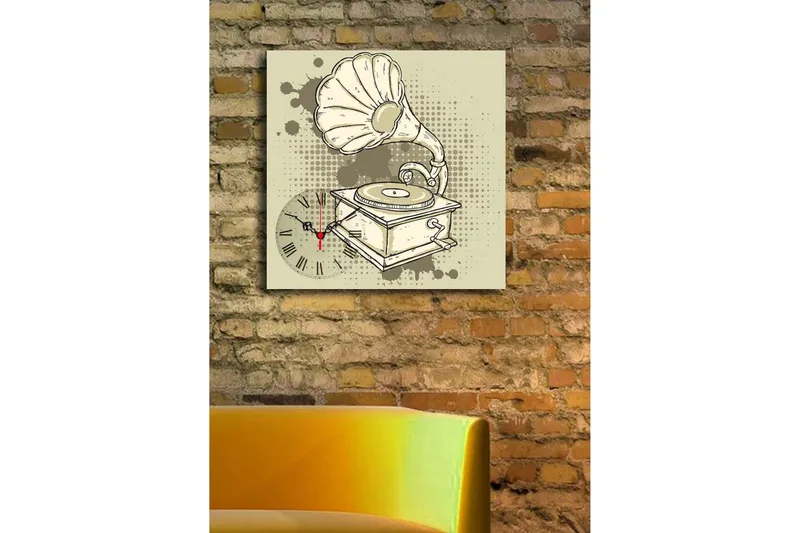 Dekorativ Canvasbilde med Klokke - Flerfarget - Innredning - Veggdekorasjon - Veggklokke