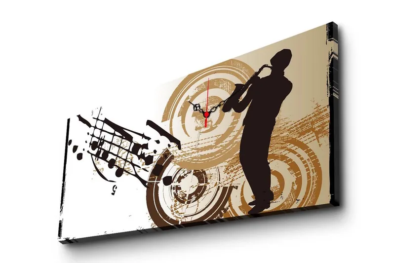 Dekorativ Canvasbilde med Klokke - Flerfarget - Innredning - Veggdekorasjon - Veggklokke