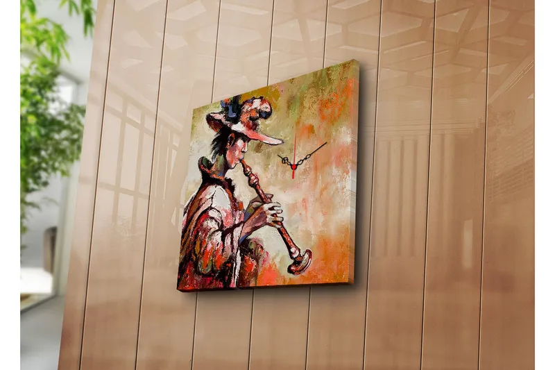 Dekorativ Canvasbilde med Klokke, Flerfarget