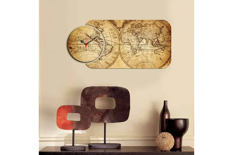 Dekorativ MDF-Klokke 2 Deler - Flerfarget - Innredning - Veggdekorasjon - Veggklokke