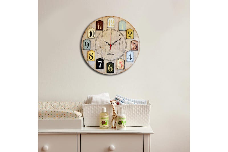Dekorativ MDF-Klokke - Flerfarget - Innredning - Veggdekorasjon - Veggklokke