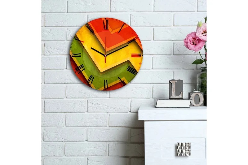 Dekorativ MDF-Klokke - Flerfarget - Innredning - Veggdekorasjon - Veggklokke