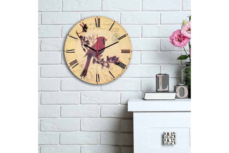 Dekorativ MDF Veggklokke 30 cm - Flerfarget - Innredning - Veggdekorasjon - Veggklokke