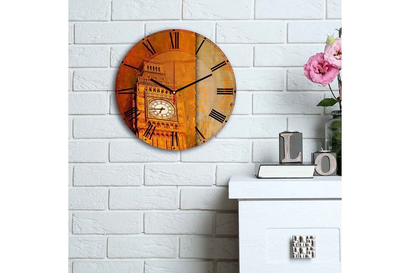 Dekorativ MDF Veggklokke 30 cm - Flerfarget - Innredning - Veggdekorasjon - Veggklokke