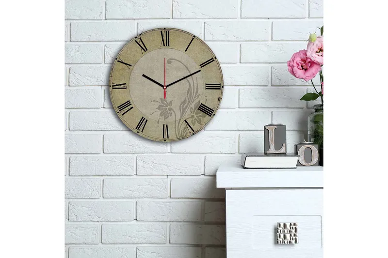 Dekorativ MDF Veggklokke 30 cm - Flerfarget - Innredning - Veggdekorasjon - Veggklokke