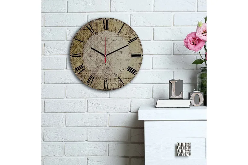 Dekorativ MDF Veggklokke 30 cm - Flerfarget - Innredning - Veggdekorasjon - Veggklokke