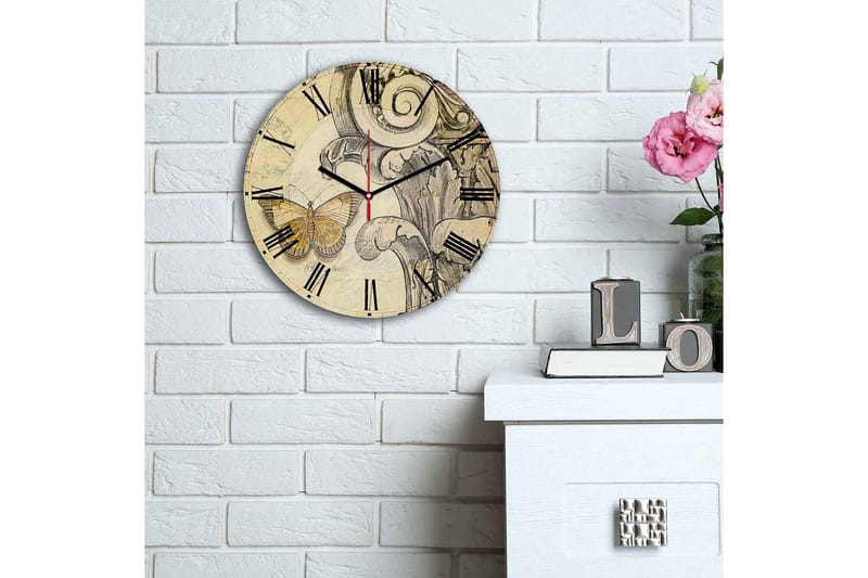 Dekorativ MDF Veggklokke 30 cm - Flerfarget - Innredning - Veggdekorasjon - Veggklokke