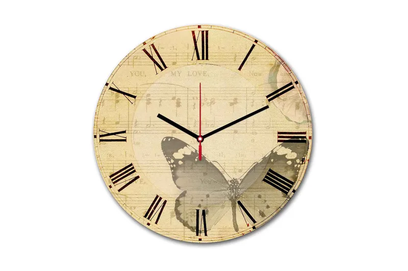 Dekorativ MDF Veggklokke 30 cm, Flerfarget