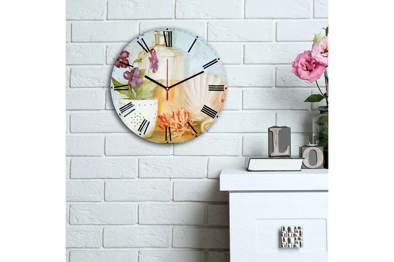 Dekorativ MDF Veggklokke 30 cm - Flerfarget - Innredning - Veggdekorasjon - Veggklokke