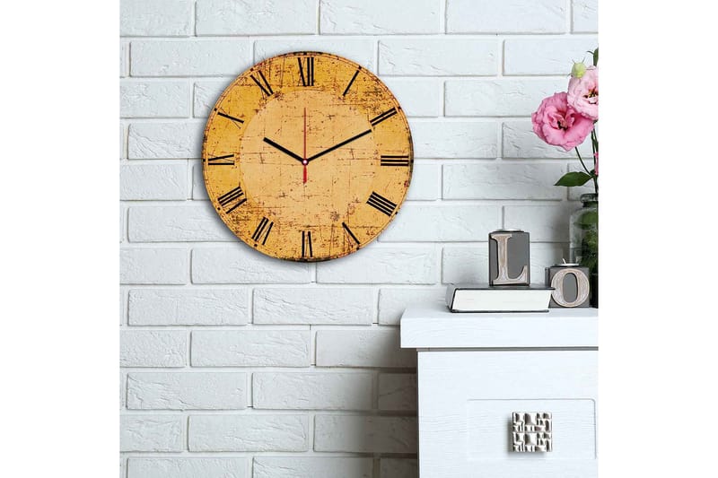 Dekorativ MDF Veggklokke 30 cm - Flerfarget - Innredning - Veggdekorasjon - Veggklokke