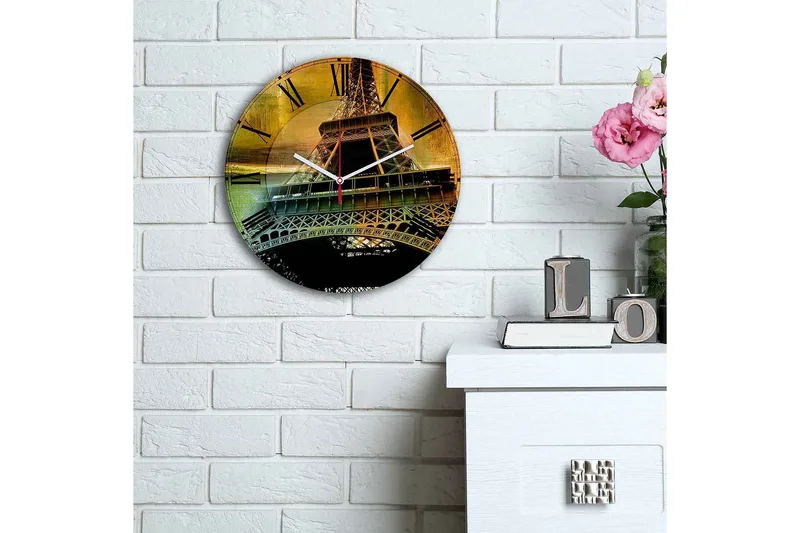 Dekorativ MDF Veggklokke 30 cm - Flerfarget - Innredning - Veggdekorasjon - Veggklokke