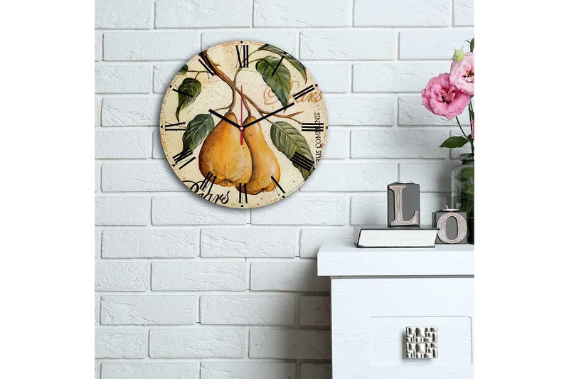 Dekorativ MDF Veggklokke 30 cm - Flerfarget - Innredning - Veggdekorasjon - Veggklokke
