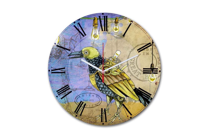 Dekorativ MDF Veggklokke 30 cm - Flerfarget - Innredning - Veggdekorasjon - Veggklokke