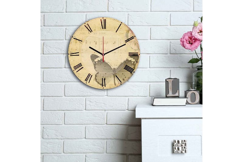 Dekorativ MDF Veggklokke 30 cm - Flerfarget - Innredning - Veggdekorasjon - Veggklokke