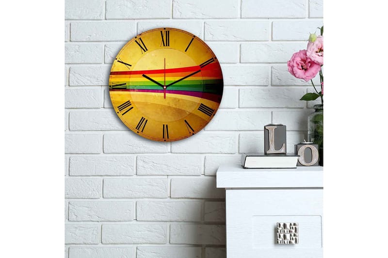 Dekorativ MDF Veggklokke 30 cm - Flerfarget - Innredning - Veggdekorasjon - Veggklokke
