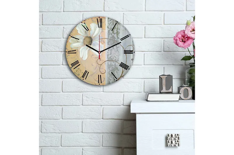 Dekorativ MDF Veggklokke 30 cm - Flerfarget - Innredning - Veggdekorasjon - Veggklokke