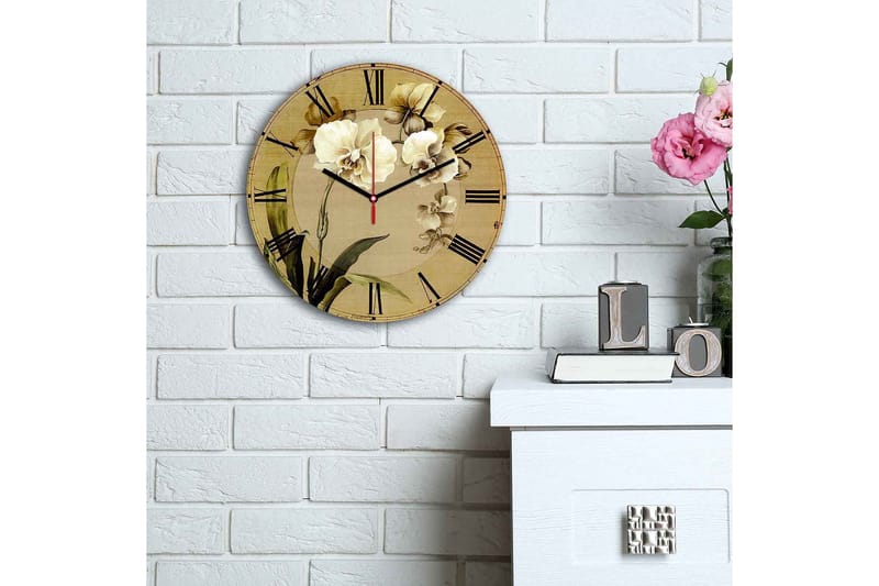 Dekorativ MDF Veggklokke 30 cm - Flerfarget - Innredning - Veggdekorasjon - Veggklokke