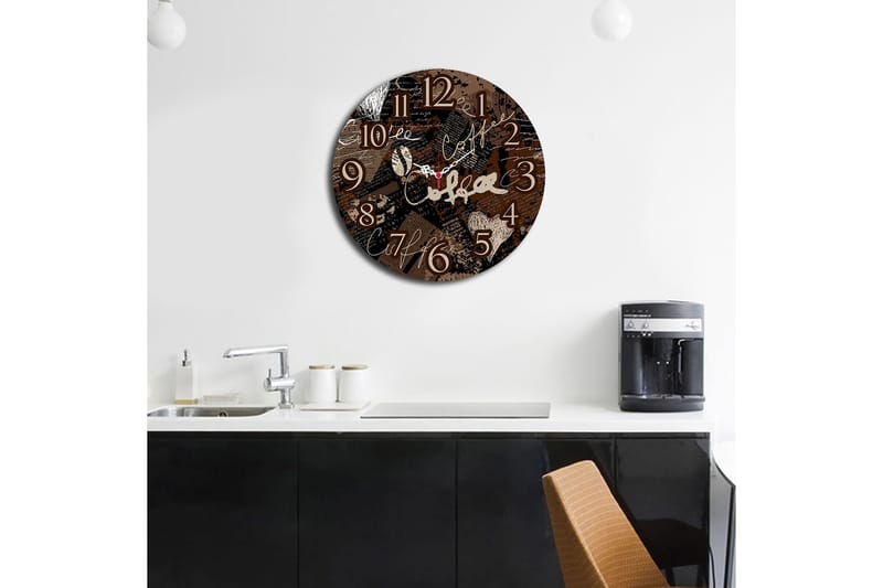 Dekorativ MDF Veggklokke 40 cm - Flerfarget - Innredning - Veggdekorasjon - Veggklokke