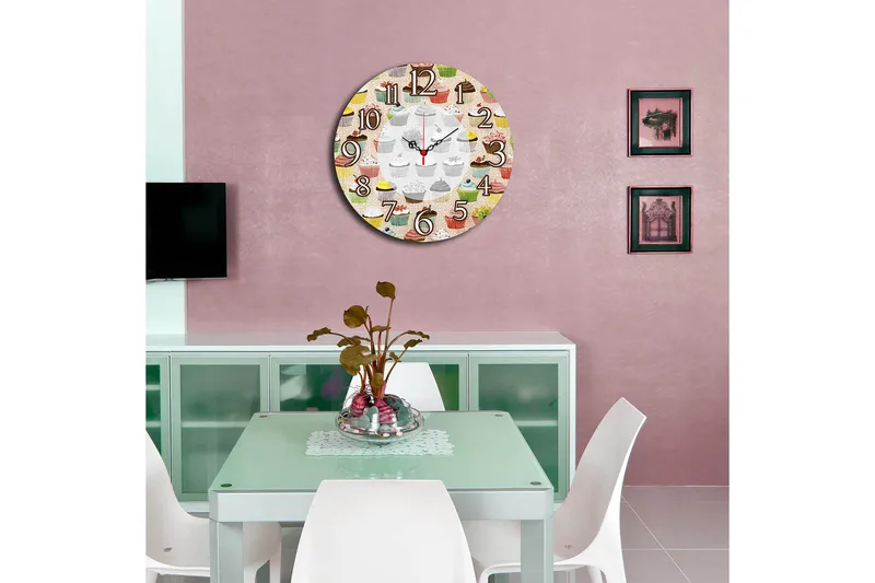 Dekorativ MDF Veggklokke 40 cm - Flerfarget - Innredning - Veggdekorasjon - Veggklokke