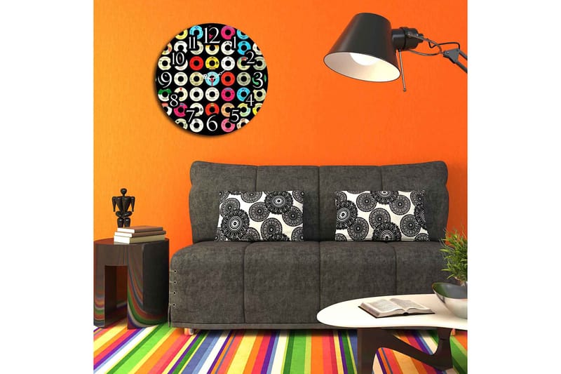 Dekorativ MDF Veggklokke 40 cm - Flerfarget - Innredning - Veggdekorasjon - Veggklokke