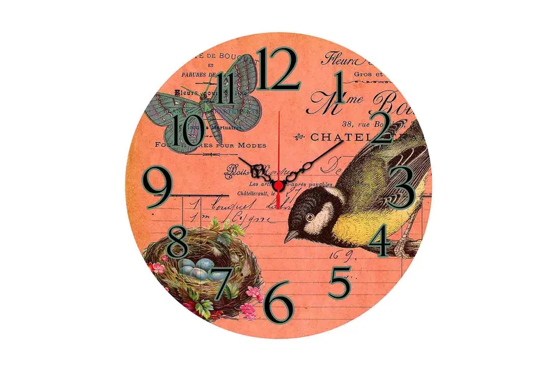 Dekorativ MDF Veggklokke 40 cm, Flerfarget