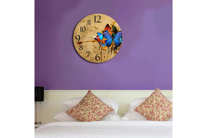 Dekorativ MDF Veggklokke 40 cm - Flerfarget - Innredning - Veggdekorasjon - Veggklokke
