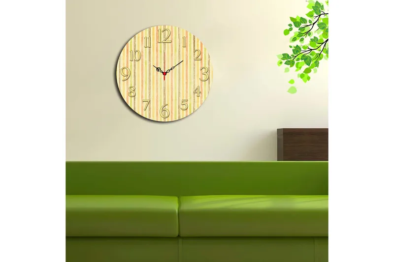 Dekorativ MDF Veggklokke 40 cm - Flerfarget - Innredning - Veggdekorasjon - Veggklokke