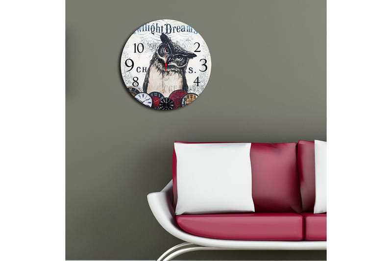 Dekorativ MDF Veggklokke 40 cm - Flerfarget - Innredning - Veggdekorasjon - Veggklokke