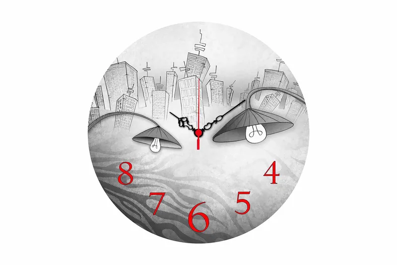 Dekorativ MDF Veggklokke 40 cm, Flerfarget