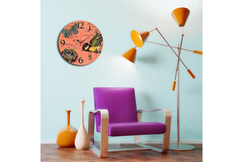 Dekorativ MDF Veggklokke 40 cm - Flerfarget - Innredning - Veggdekorasjon - Veggklokke