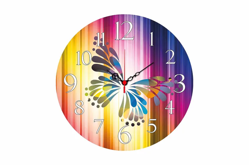 Dekorativ MDF Veggklokke 40 cm, Flerfarget
