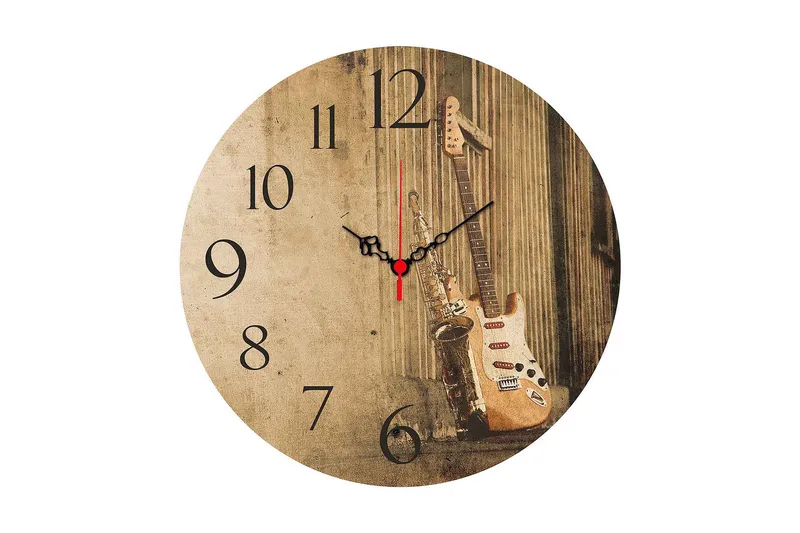 Dekorativ MDF Veggklokke 40 cm, Flerfarget