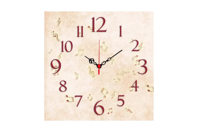 Dekorativ MDF Veggklokke 40x40 cm, Flerfarget