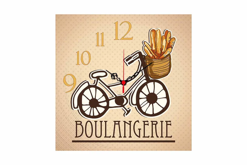 Dekorativ MDF Veggklokke 40x40 cm, Flerfarget