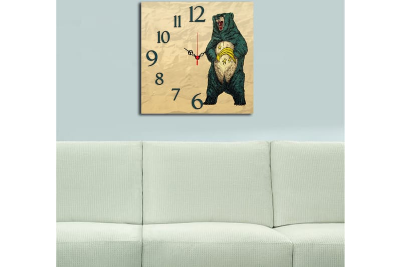Dekorativ MDF Veggklokke 40x40 cm - Flerfarget - Innredning - Veggdekorasjon - Veggklokke