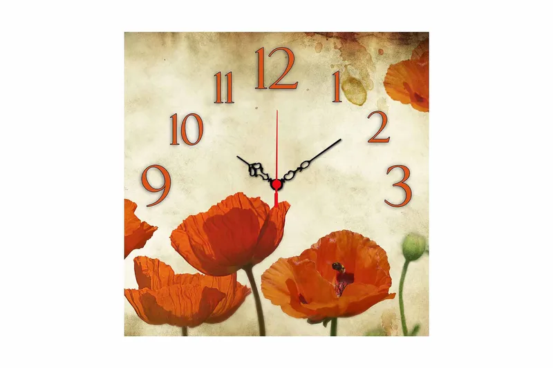 Dekorativ MDF Veggklokke 40x40 cm, Flerfarget